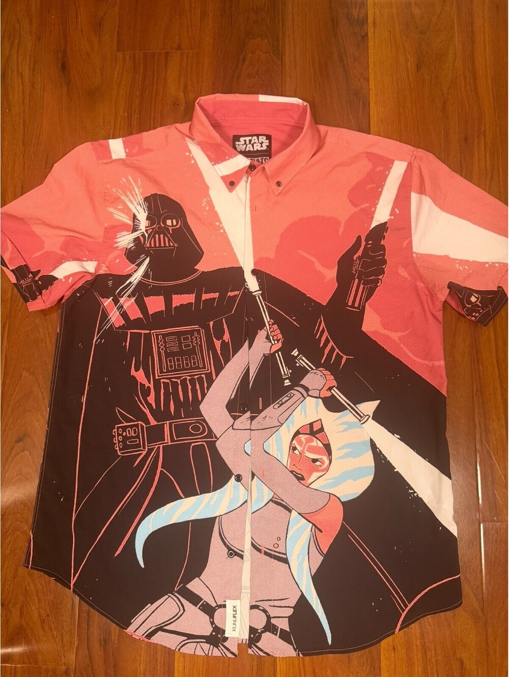 Rsvlts Star Wars Tenacious Togruta Pink Button Up Short Sleeve Shirt SZ XL